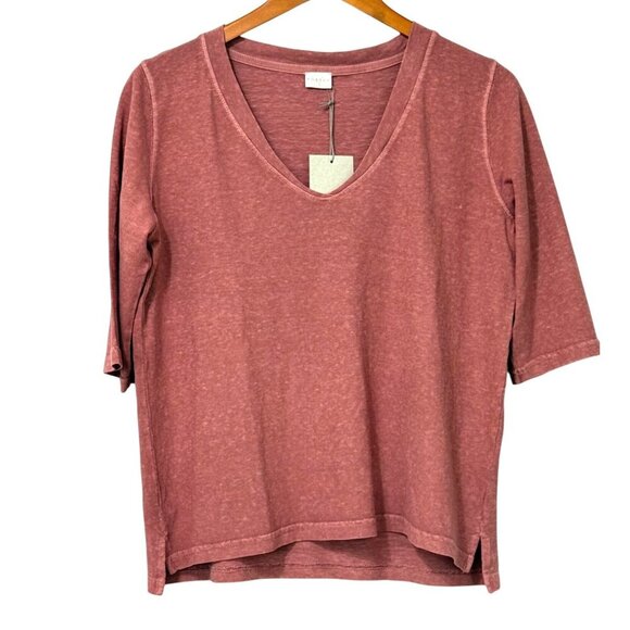 Poetry NWT V-Neck T-Shirt Hemp Organic Cotton Blend Coral Pink Boxy Size US 10 - Picture 6 of 6